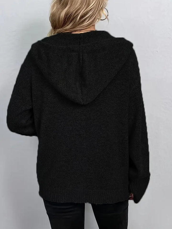 Suthida - Elegante Sudadera Con Capucha y Manga Larga Con Botones
