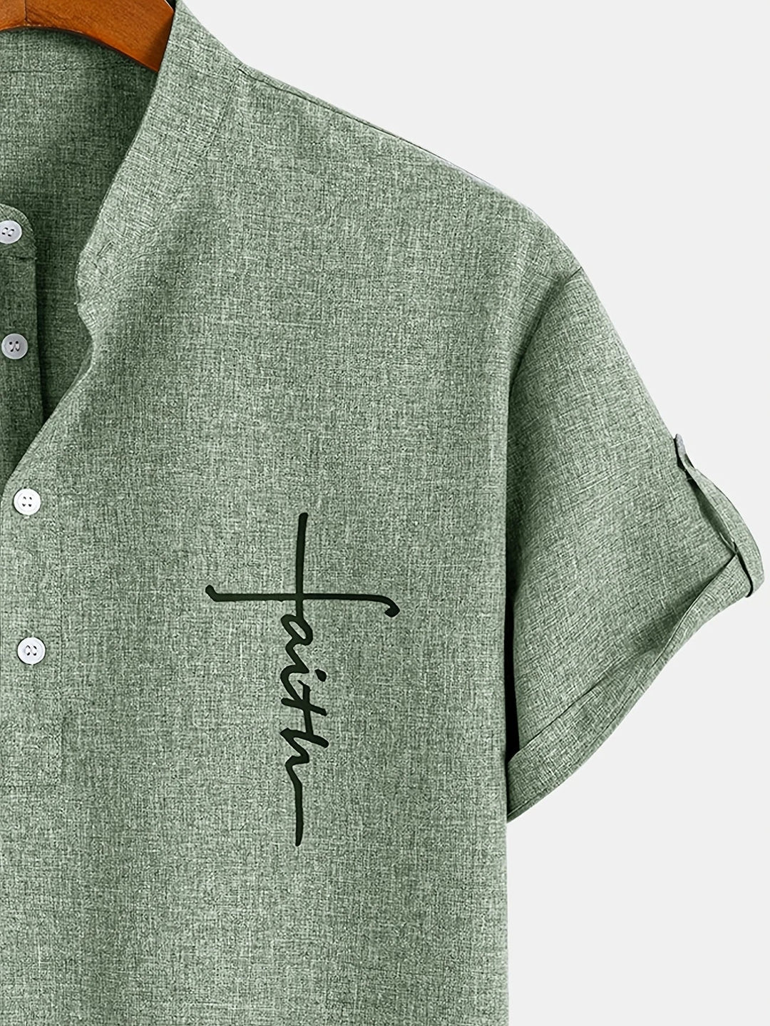 Elliott - Elegante Manga Corta Camisa Con Cuello Alto