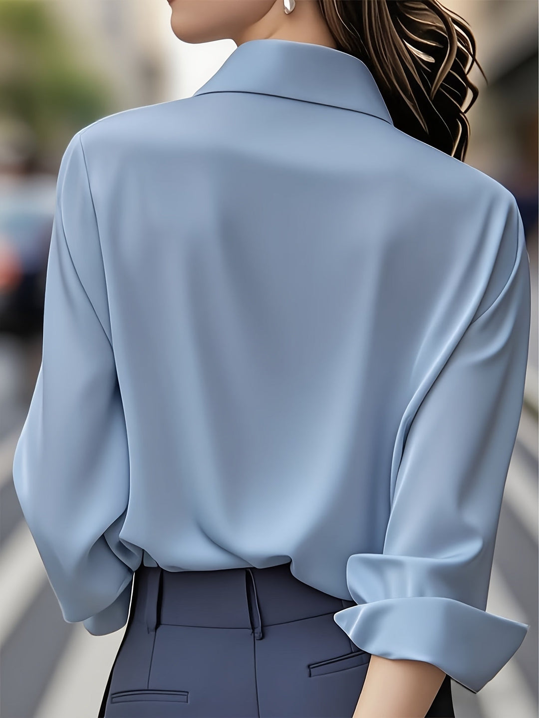 Elenochka - Elegante Camisa Abotonada De Manga Larga