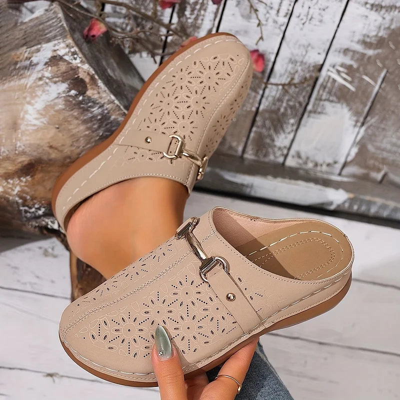Hailen - Mules Tipo Mocasín Sin Cordones Con Estampado Floral Informal
