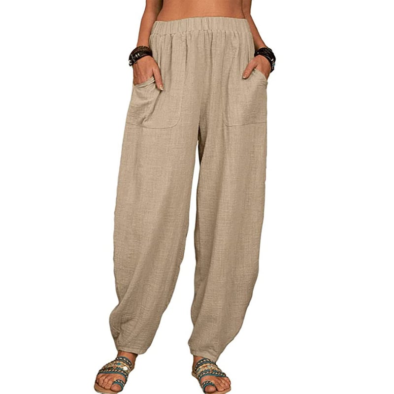 Zinzi - Pantalones De Harén De Lino De Algodón Holgados y Casuales