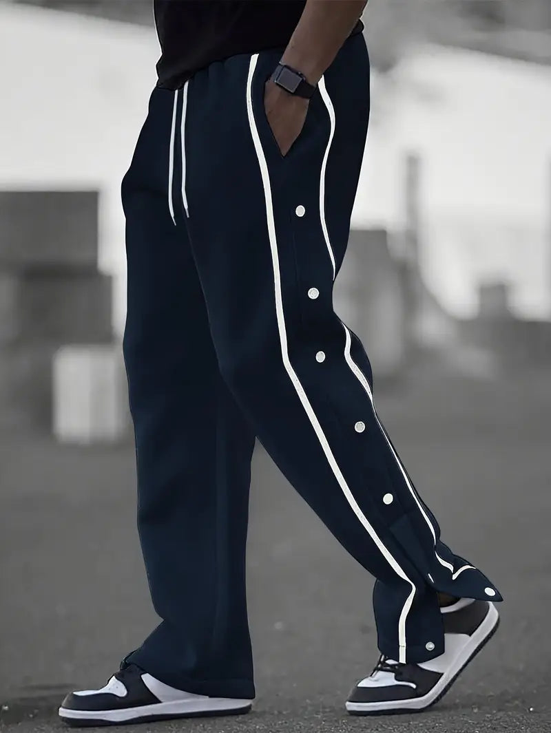 Mendis - Pantalón Deportivo Informal de Pierna Recta Con Botón a Presión