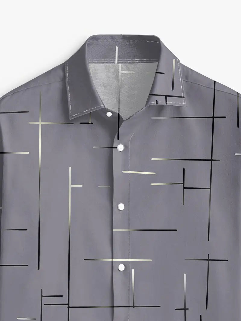 Nerio - Camisa De Manga Larga Con Estampado Geométrico