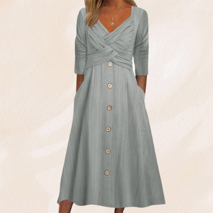 Anouk - Vestido Elegante y Adelgazante Con Botones
