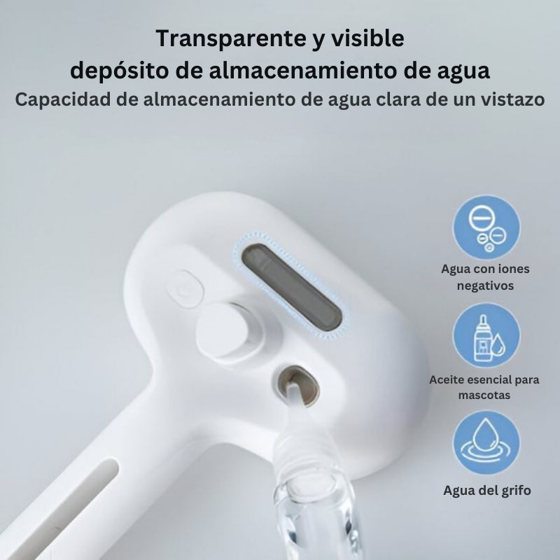 FurEase - Recargable Mascota Vapor Cepillo Pulverizar Para Aseo