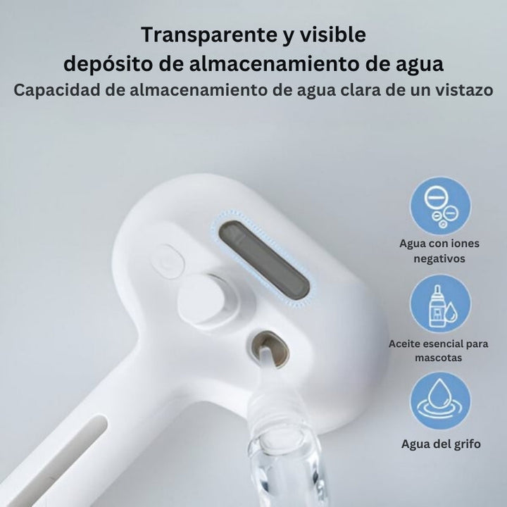FurEase - Recargable Mascota Vapor Cepillo Pulverizar Para Aseo
