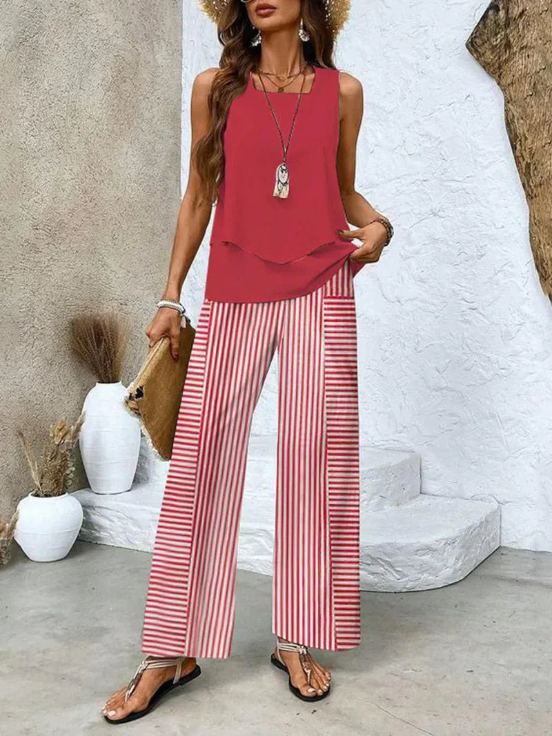 Samborska - Top Sin Mangas De Verano y Pantalón Ancho