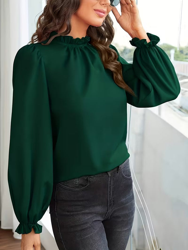 Aurelija - Blusa Con Cuello Con Volantes y Mangas Abullonadas
