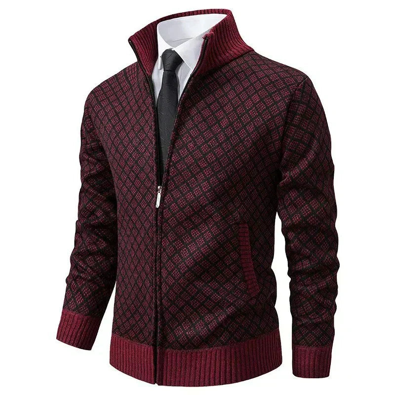 Klarik - Cárdigan De Punto Con Cremallera Completa Y Diseño De Rombos