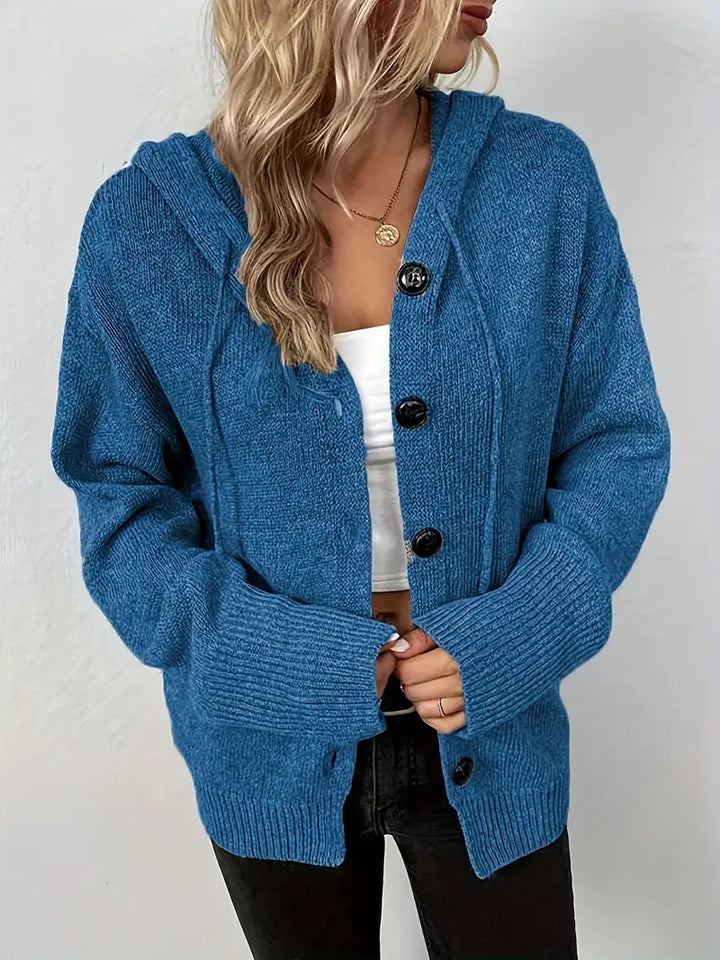 Suthida - Elegante Sudadera Con Capucha y Manga Larga Con Botones