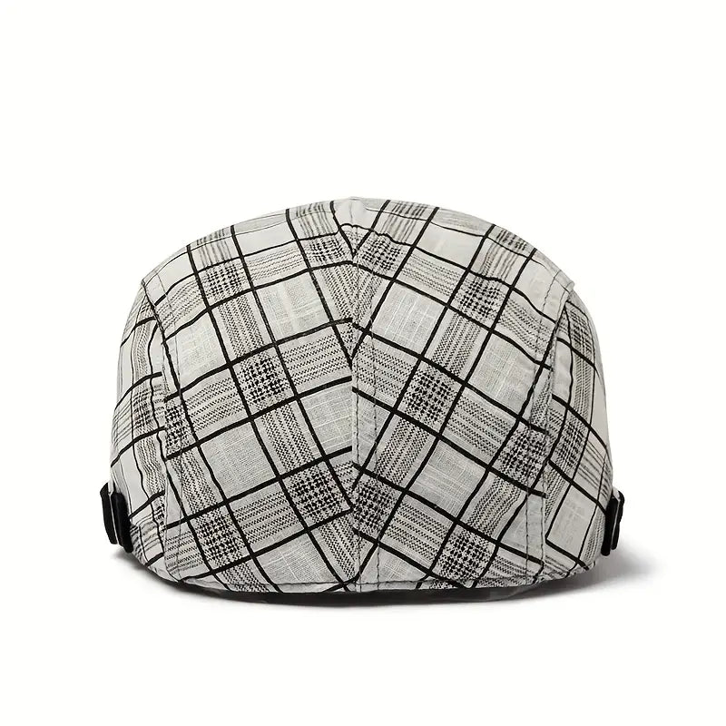 Zared - Gorra Boina Ajustable de Cuadros Vintage