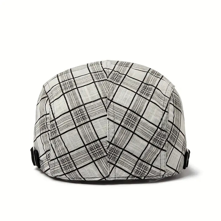 Zared - Gorra Boina Ajustable de Cuadros Vintage