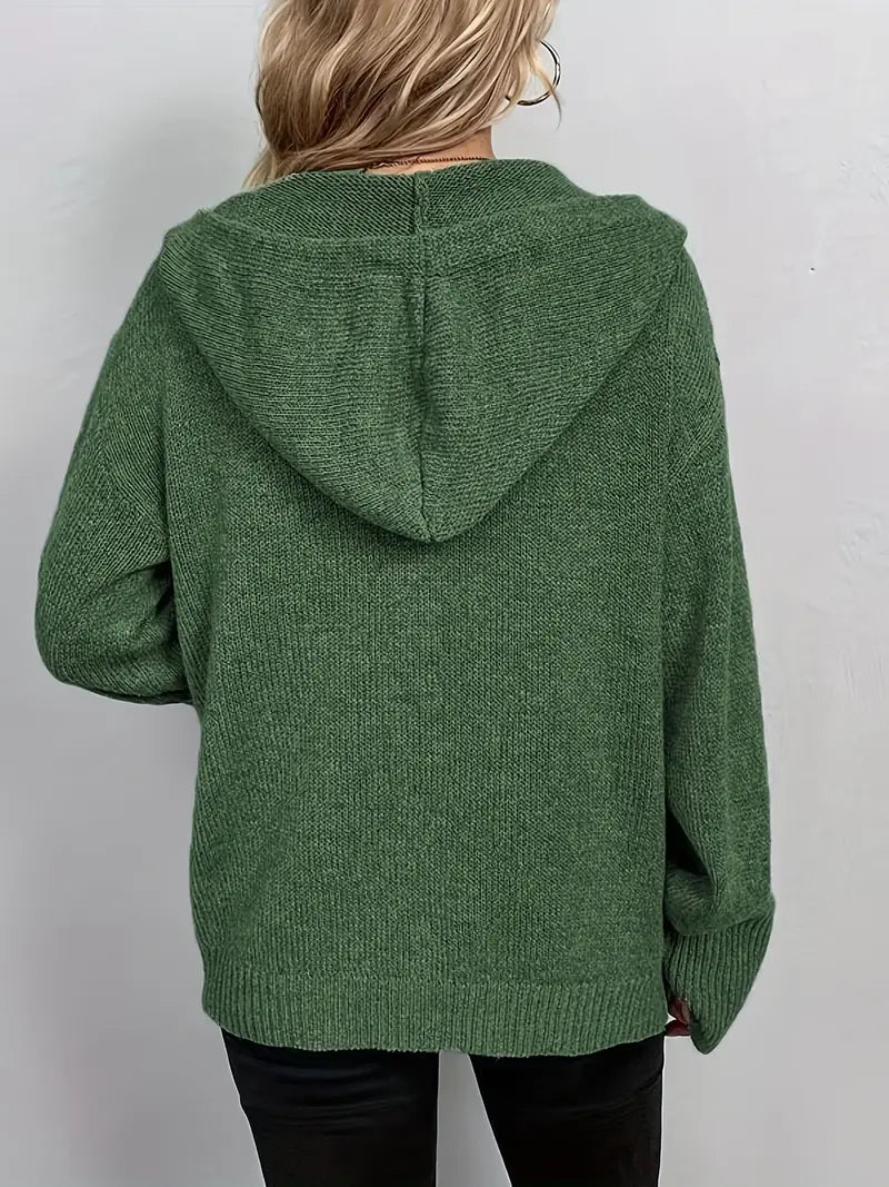 Suthida - Elegante Sudadera Con Capucha y Manga Larga Con Botones