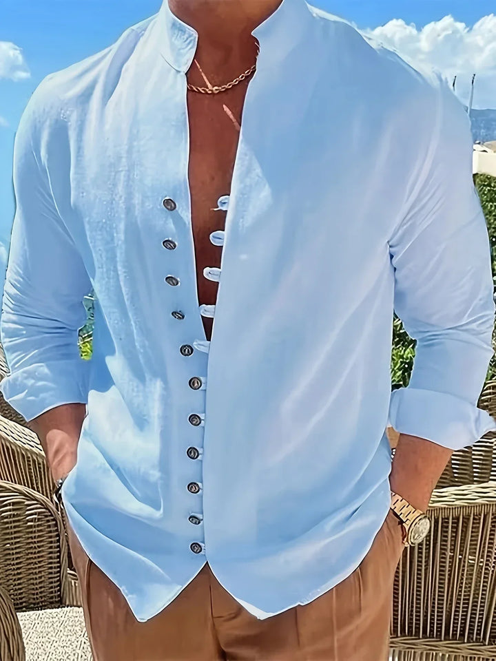 Shayne - Camisa Ligera De Algodón Y Lino Con Mangas Largas