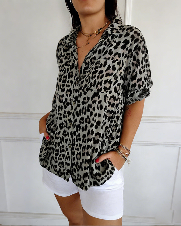 Shifra - Blusa De Moda Con Estampado De Leopardo