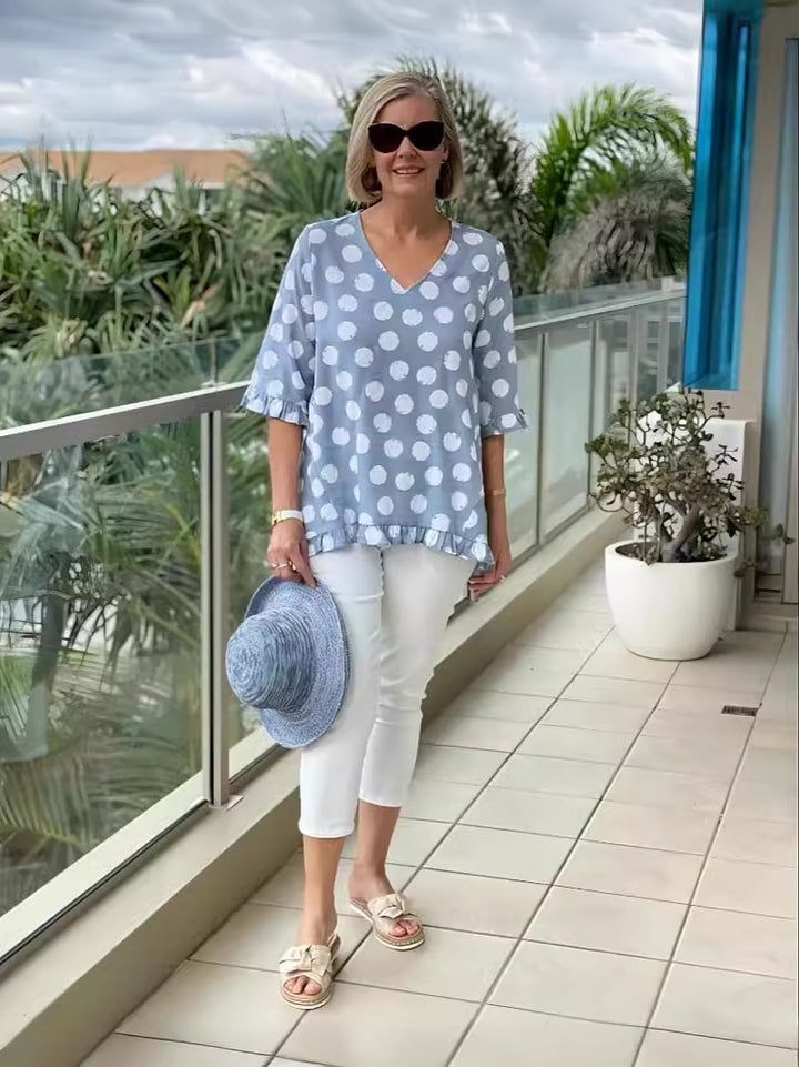 Rosi - Top De Algodón Estampado Con Cuello En V