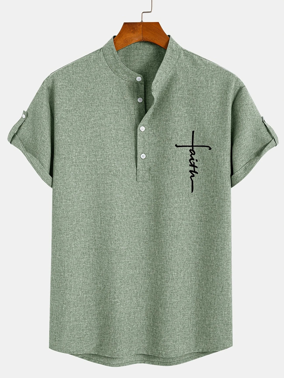 Elliott - Elegante Manga Corta Camisa Con Cuello Alto