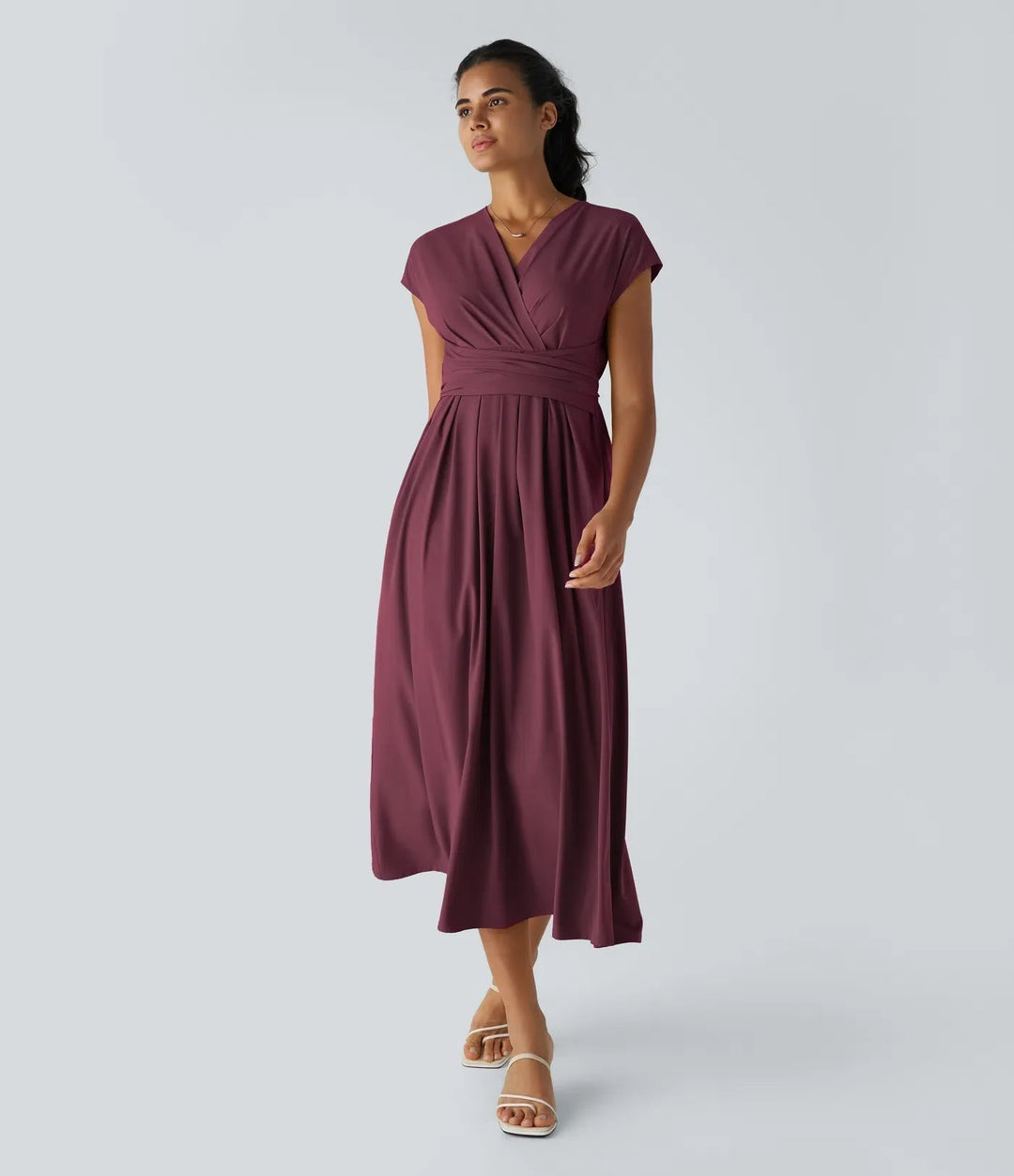 Wilhelmine - Elegante Vestido Cruzado De Cintura Alta