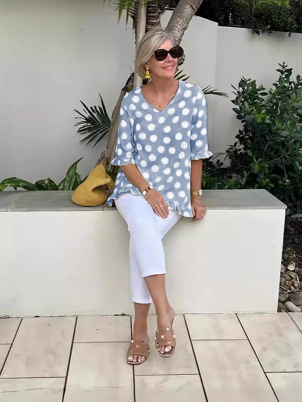 Rosi - Top De Algodón Estampado Con Cuello En V