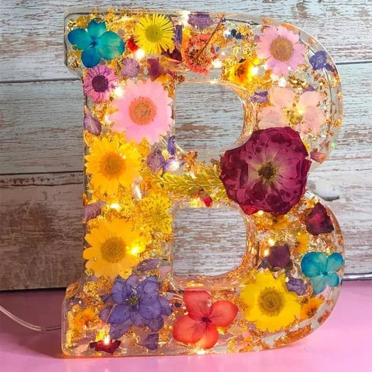 FloraShine - Lámpara Nocturna de Resina Con Flores Hecha a Mano