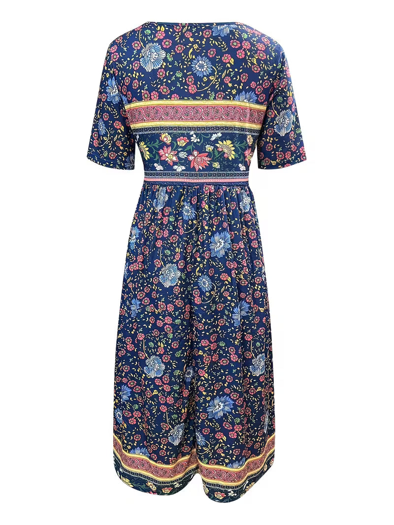 Lisan - Vestido con Estampado Floral vintage y Bolsillo