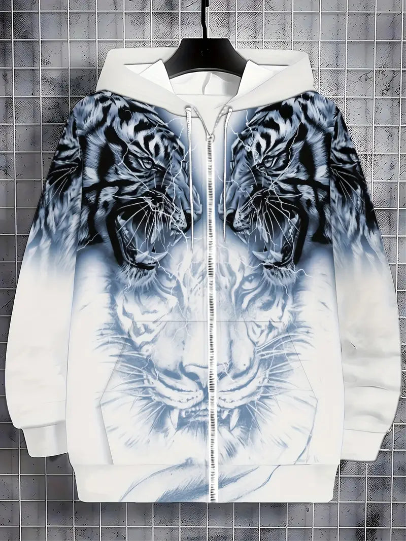 Murillo - Chaqueta Sudadera Informal de Manga Larga Con Estampado de Tigre