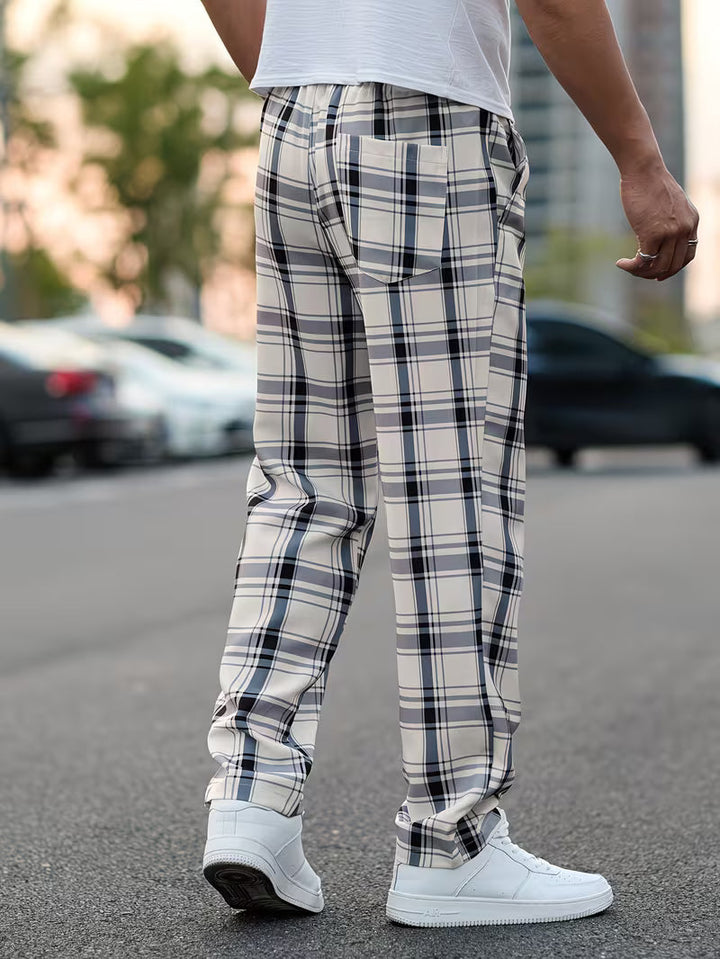 Idriz - Pantalones a Cuadros Con Cintura Elástica