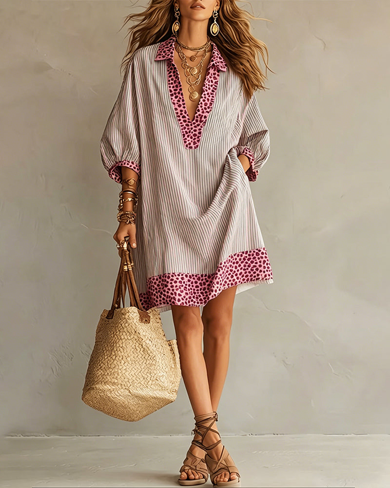 Marget - Vestido Con Paneles De Estampado De Leopardo Y Mangas Abullonadas