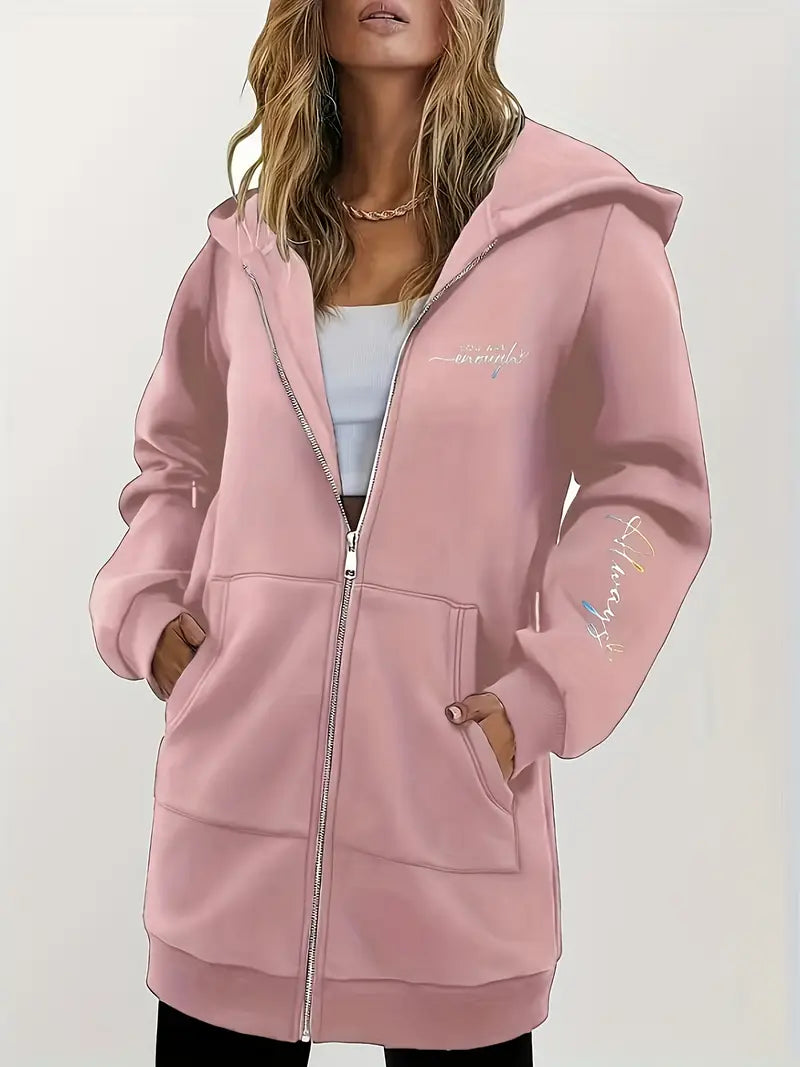 Angeleen - Chaqueta Con Capucha y Cremallera Con Estampado Geométrico