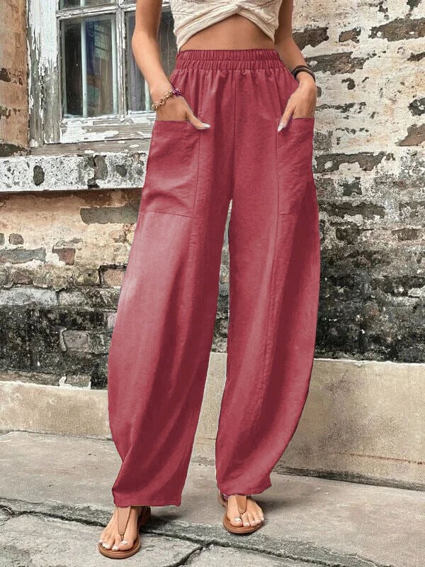Salomee - Pantalones Sueltos Elásticos Con Bolsillos