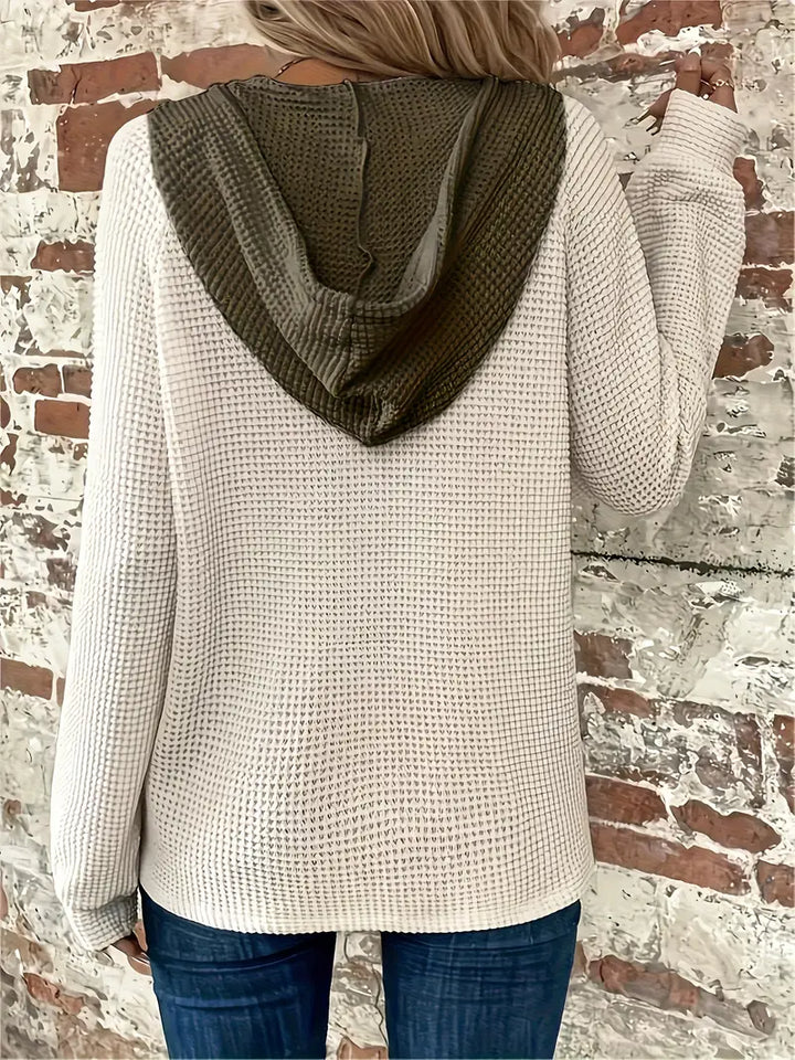 Snezhana - Sudadera Con Capucha Y Cordón De Manga Larga Y Botones Delanteros