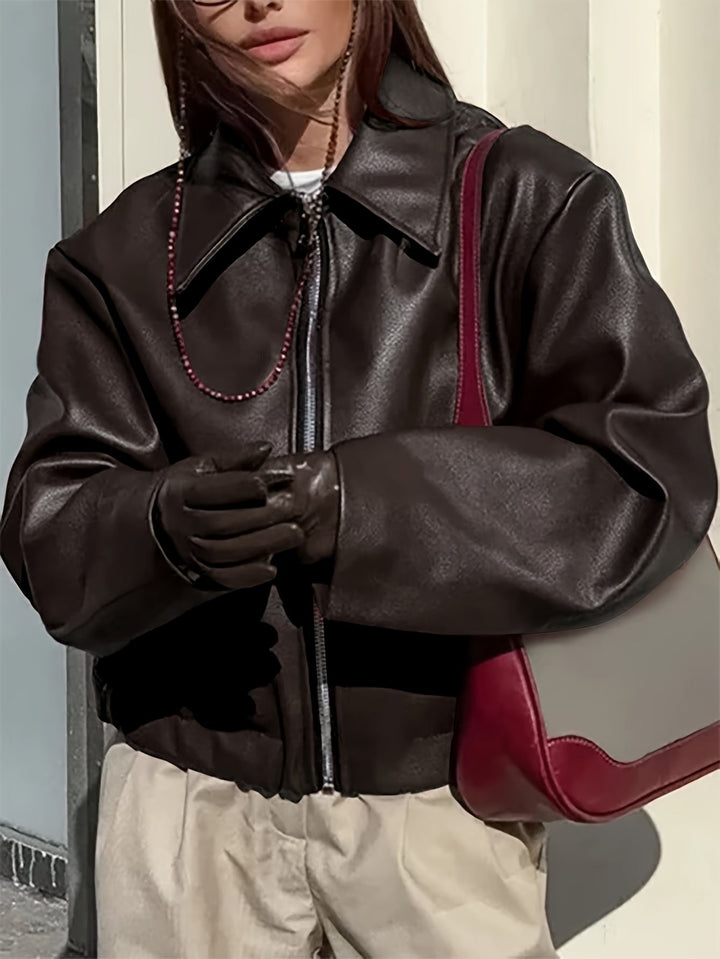 Thida - Chaqueta Con Cremallera De Cuero Sintético
