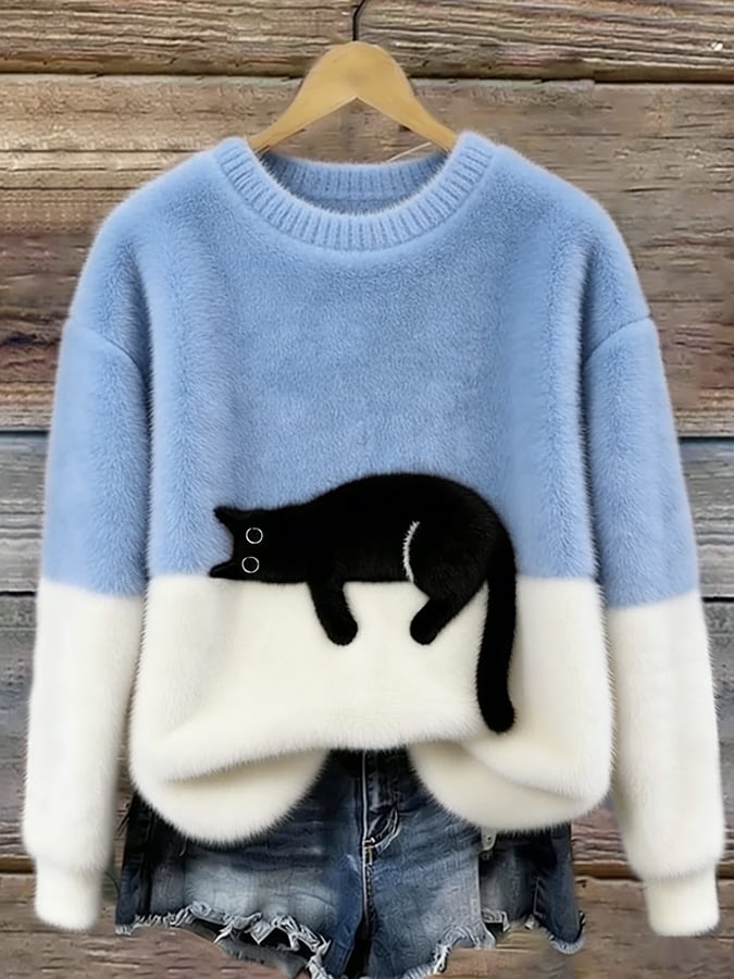 Aiste - Jersey Informal Con Estampado de Gato