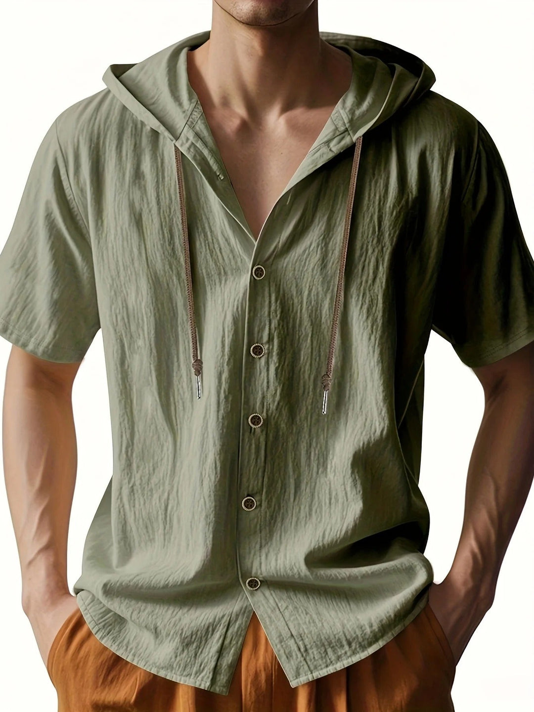 Chadwick - Camisetas Ligeras De Manga Corta Con Capucha Y Tejido De Lino