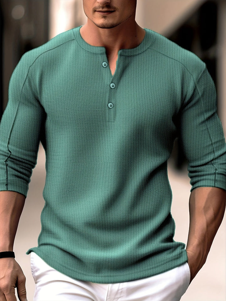 Bastoni - Camisa Henley De Manga Larga Con Tejido De Gofre