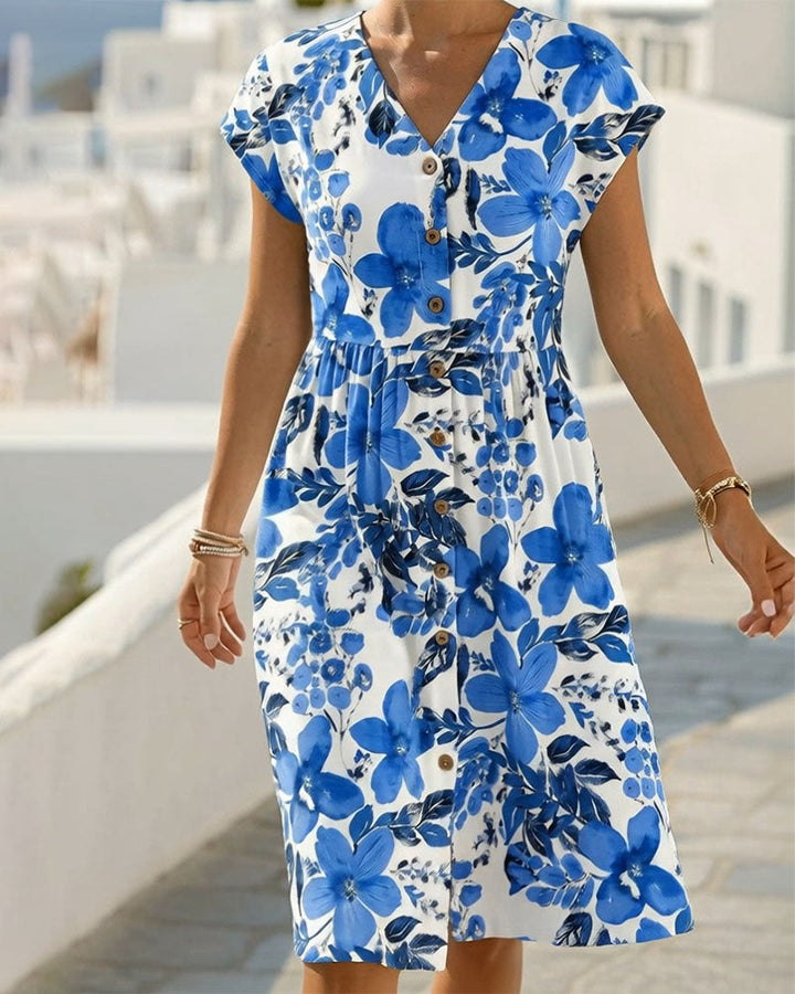 Sinera - Vestido Estampado Floral De Manga Corta