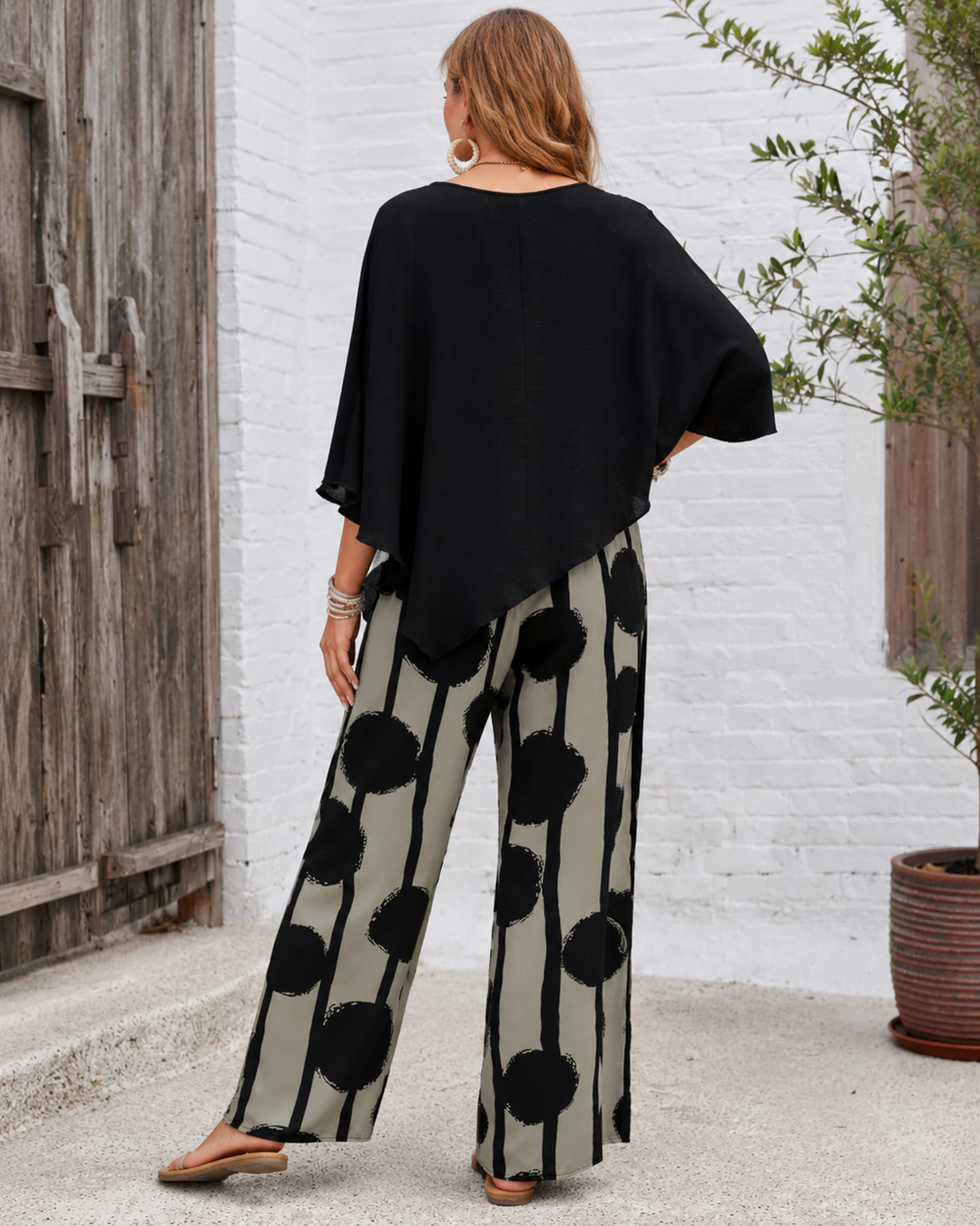 Rolande - Conjunto De Dos Piezas Con Pantalones De Pierna Ancha