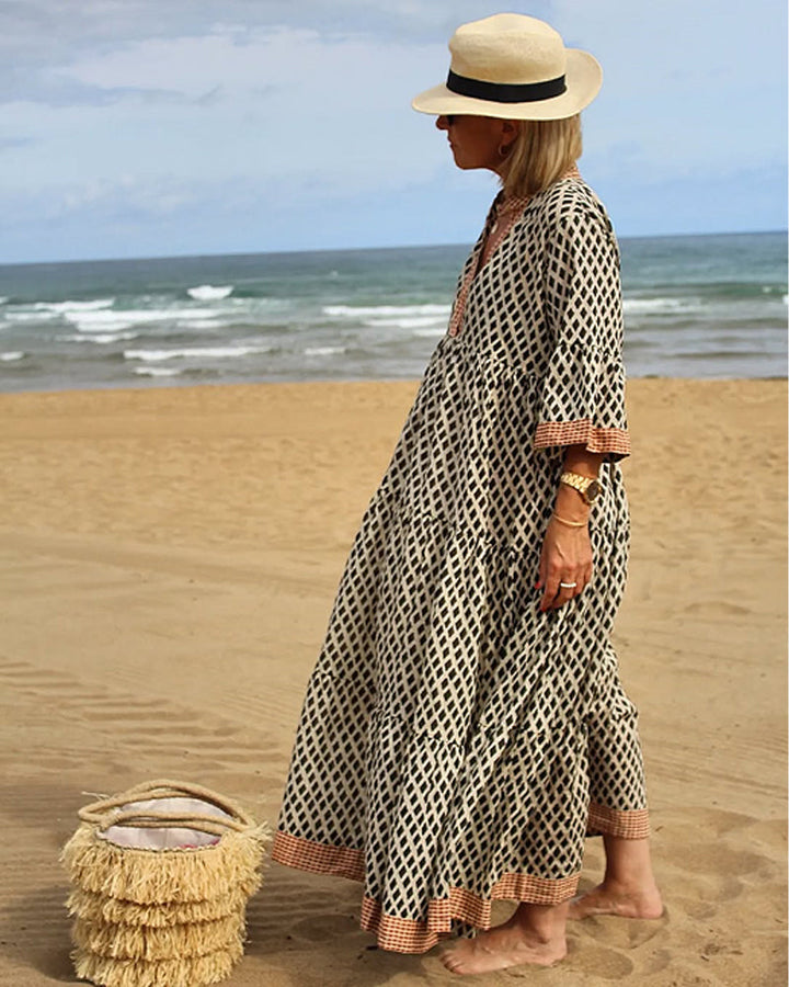 Relesha - Vestido Holgado Con Estampado De Rombos