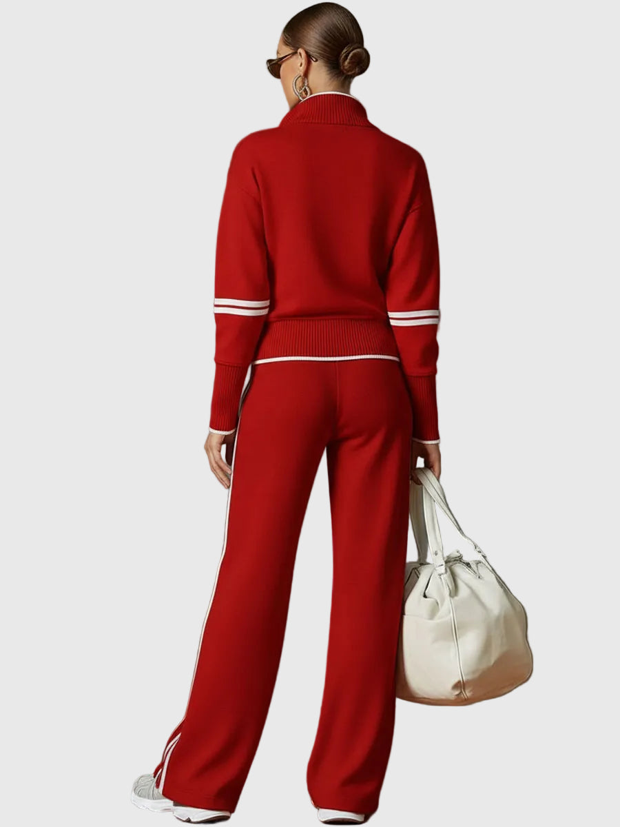 Minrada - Conjunto de Blusa y Pantalón de Pliegues Anchos