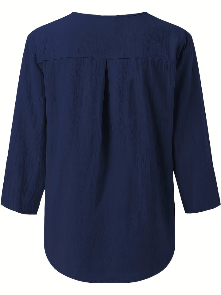 Mykaela - Blusa Informal De Algodón Y Lino