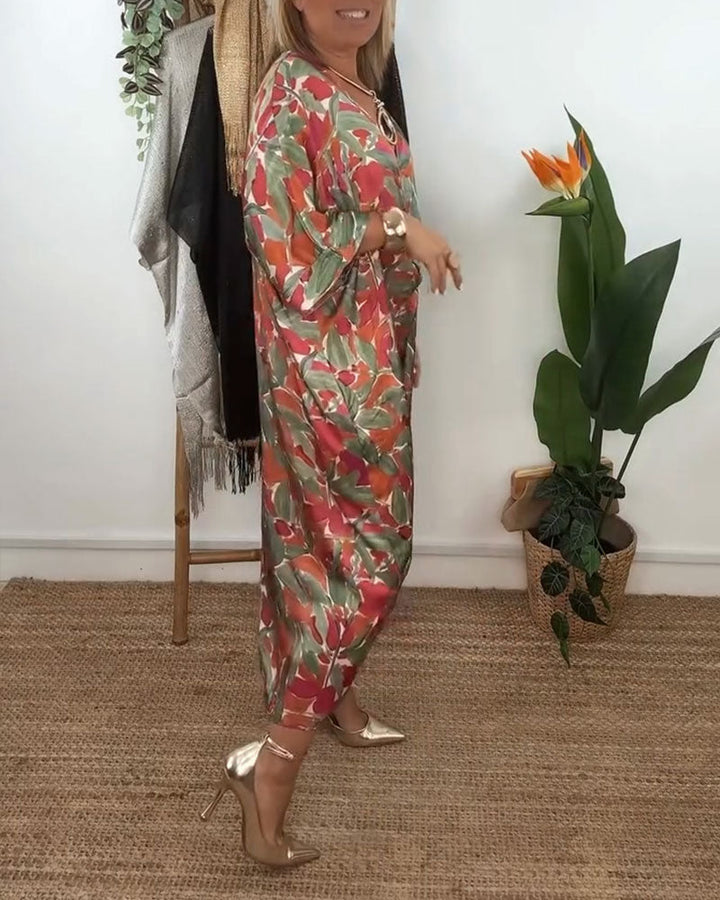 Shilisa - Vestido Con Cuello En V y Estampado De Trenzado