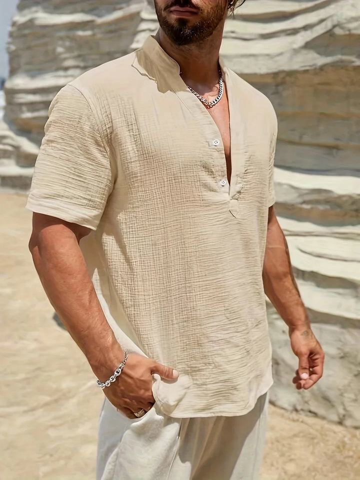 Sancho - Elegante Verano Camisa Con Cuello Alto