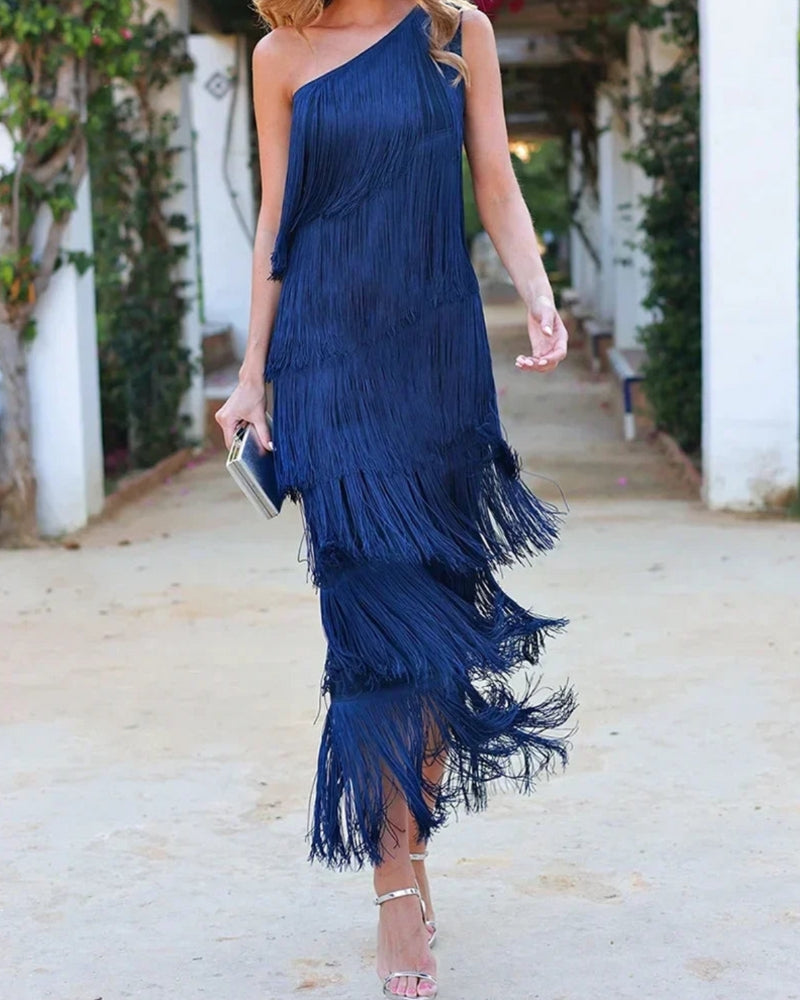 Mirella - Vestido Largo con Flecos