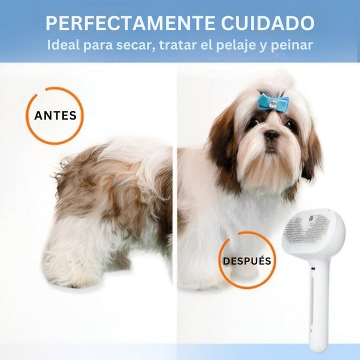 FurEase - Recargable Mascota Vapor Cepillo Pulverizar Para Aseo