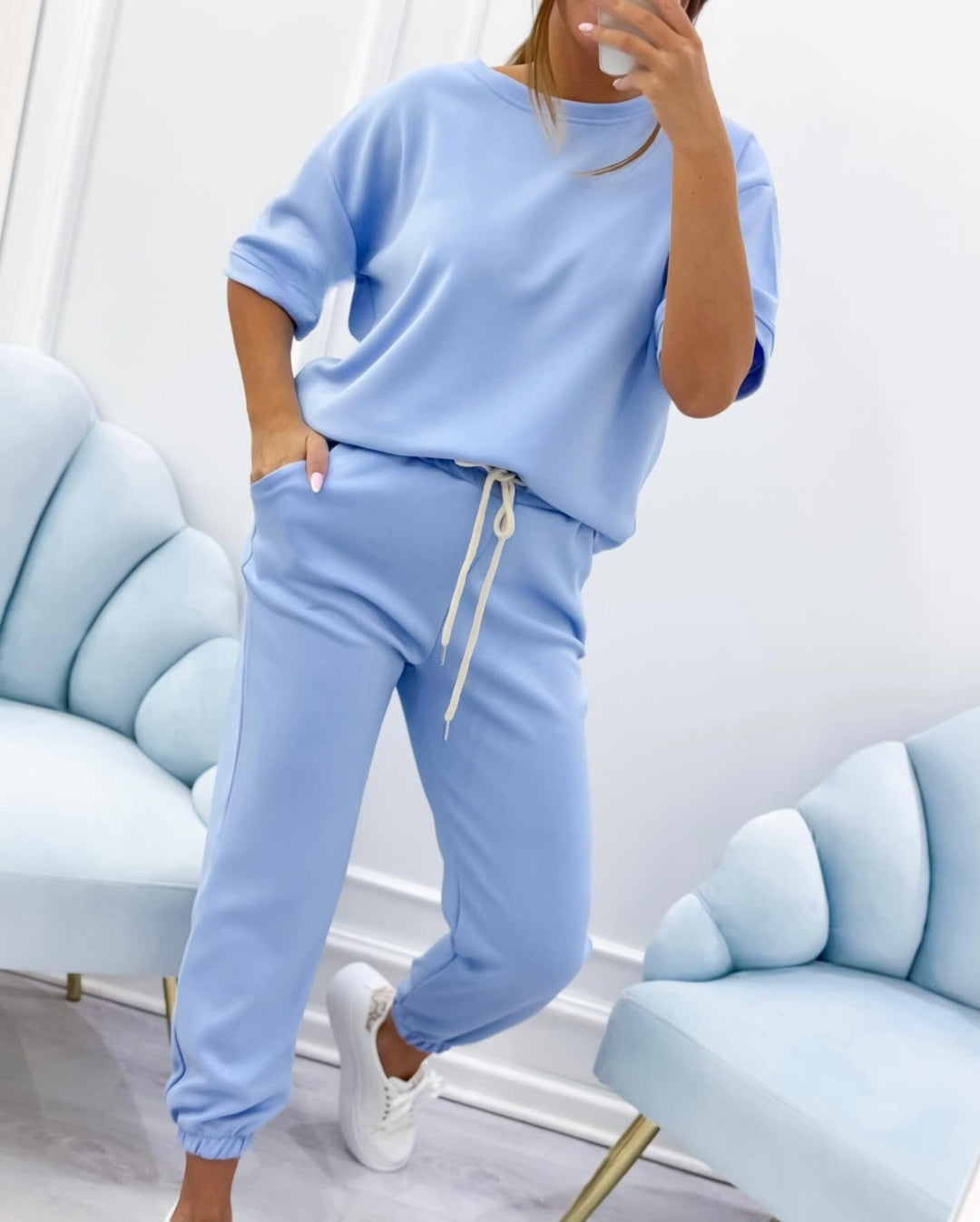 Silvina - Conjunto De Dos Piezas Con Camisa De Manga Corta