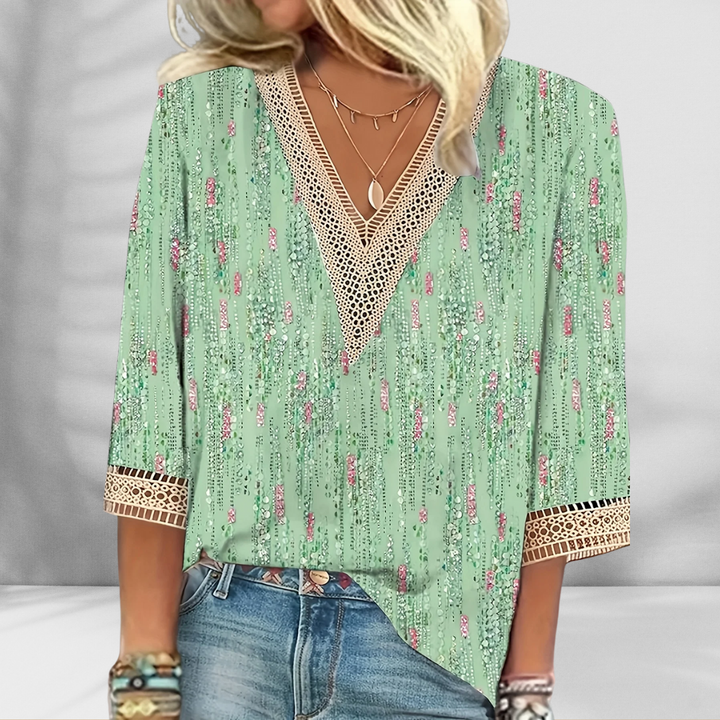 Maricela - Blusa Boho Con Estampado Floral Y Mangas Largas