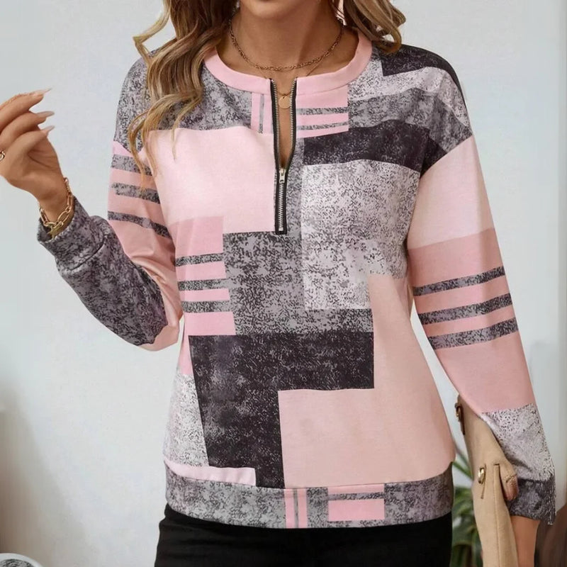 Violeta - Top Estampado con Media Cremallera