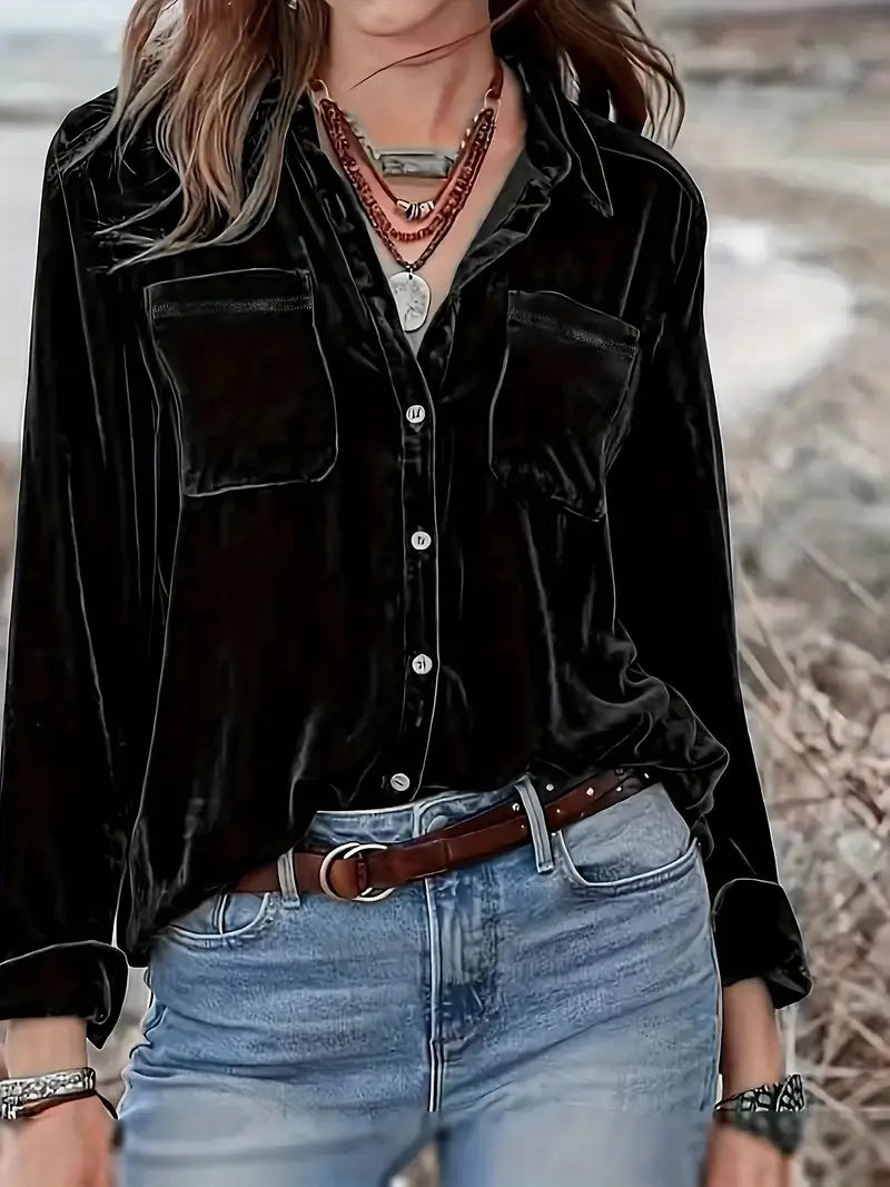 Geanie - Camisa De Manga Larga Con Bolsillos Delanteros