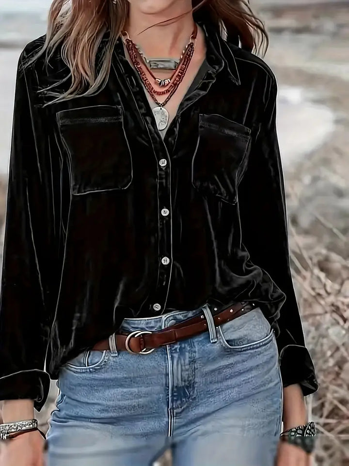 Geanie - Camisa De Manga Larga Con Bolsillos Delanteros