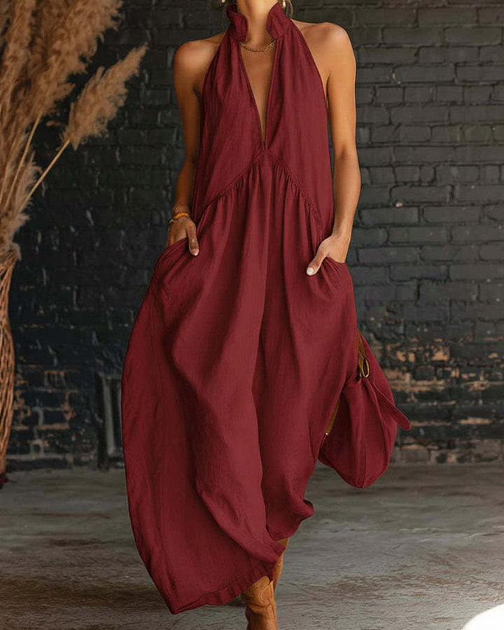 Saorla - Vestido Largo Sin Mangas De Algodón Con Cuello Alto